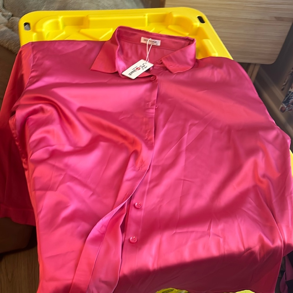 Hot button down top